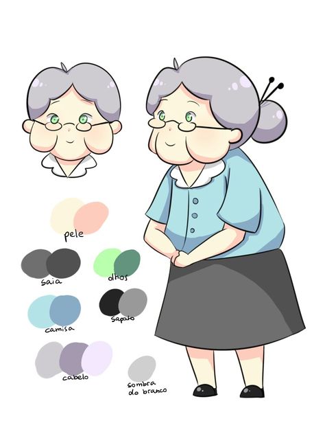 Chibi Grandma, Grandma Drawing Character Design, Grandma Illustration Character, Cute Grandma Drawing, Anime Grandma, Grandma Character Design, Grandma Sketch, Grandma Doodle, White Hair Drawing