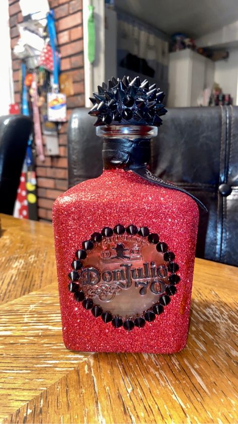 Don Julio Bottle, Red Glitter, Glitter, Collage, Red, Pins