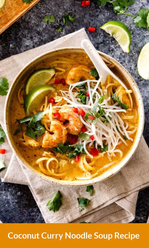 Restorative Ginger-and-turmeric Noodle Soup, Laksa Johor Photography, Prawn Laksa Recipe, Laska Soup Recipe, Prawn Laksa, Coconut Curry Noodle Soup, Curry Broth, Chicken Laksa, Laksa Soup