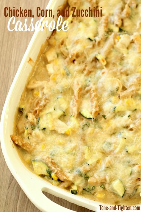 chicken-corn-and-zucchini-pasta-casserole.html Chicken Corn Pasta, Six Sisters Chicken, Casserole With Corn, Zucchini Corn Casserole, Corn And Zucchini, Chicken Pasta Casserole, Zucchini Corn, Corn Pasta, Chicken Corn