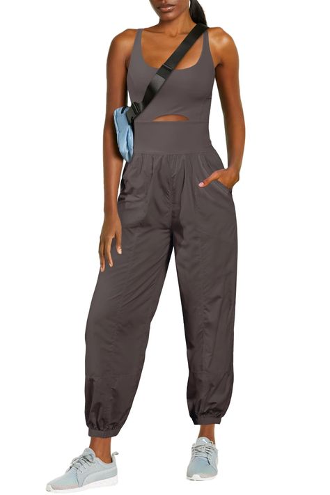 ⏰Hot Sale-Women's Camisole Tracksuits Romper with Pockets (Buy 2 Free One Piece Workout, Romper Outfits, Cutout Top, Womens Camisoles, Fitted Jumpsuit, Womens Running, Comfy Chic, Cut Out Top, British Indian