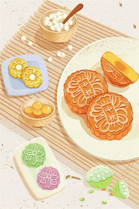 Chinese Moon Cake, Cake Festival, Mooncake Festival, Festival Aesthetic, Chinese Festival, Festival Background, Autumn Festival, Mooncake, Asian Decor