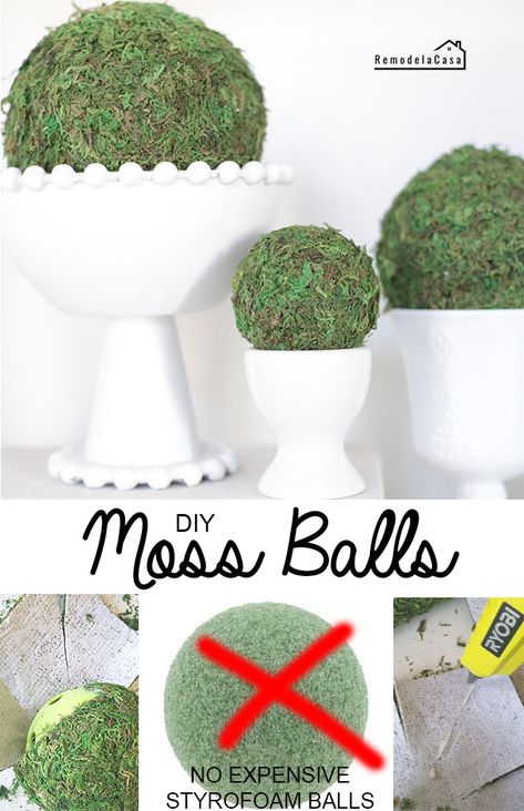 Moss Balls In Bowl, How To Make Moss Balls, Spring Vase Filler Ideas, Moss Balls Decor, Moss Ball Plant, Moss Decor Ideas, Diy Bowl Fillers, Moss Projects, Valentines Scripture