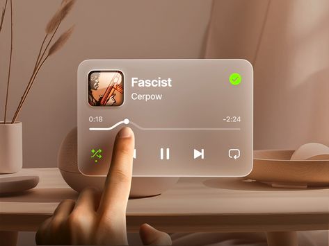 Glass Audio Player Glass Morphism, 3d Ui, Motion Graphics Inspiration, Ar Vr, Portfolio Web Design, App Design Inspiration, Motion Graphics Design, Audio Player, Ui Design Inspiration