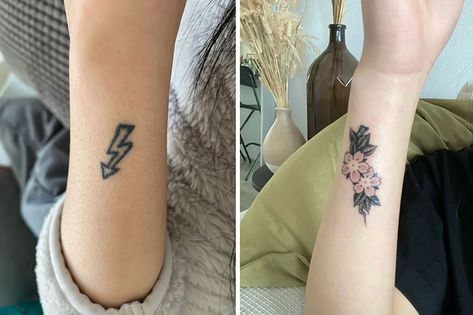 Cover Up Tattoos Before And After, Tattoo Fixes, Tattoo Cover Ups, Faded Tattoo, Tattoo Off, Creative Tattoo, Blackout Tattoo, Modern Society, Bad Tattoos