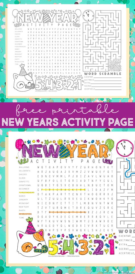 I Spy New Years Printable, New Year’s Eve Kid Activities, New Years Activities For Kids Classroom, New Years Printables, New Years Crafts For Kids, New Years Activities For Kids, New Years Kids, Nye Activities, News Years Crafts For Kids