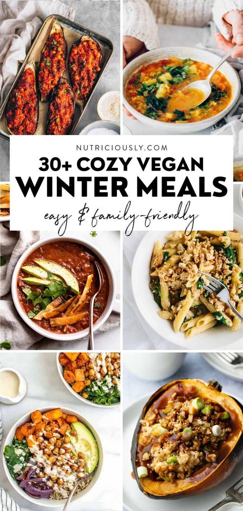 Winter Vegetarian Dinner Recipes, Easy Winter Vegetarian Meals, Meatless Winter Meals, Healthy Vegan Winter Recipes, Whole Food Winter Recipes, Vegetarian Recipes Dinner Winter, Vegan Cold Weather Recipes, Vegan Winter Comfort Food, Cozy Vegetarian Recipes