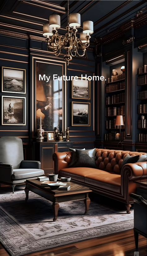 Gentlemen Study Room, Peaky Blinders Living Room, Masqueline Living Room, Peaky Blinders House Interior, Peaky Blinders Office Decor, Gentlemen’s Office, Peaky Blinders House Aesthetic, Gentlemen’s Room, Gentleman’s Apartment