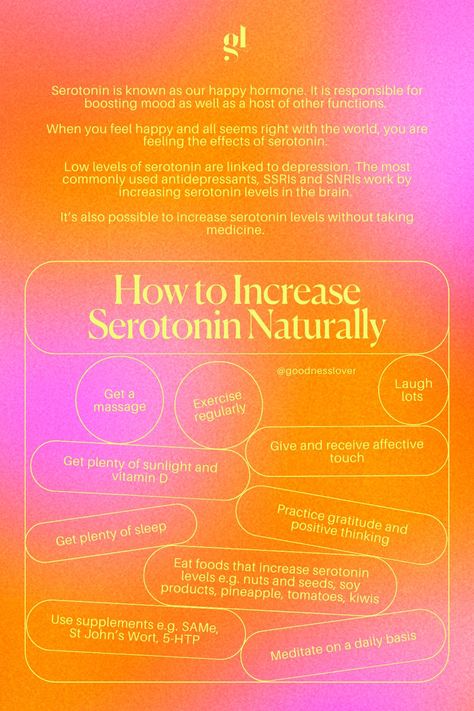 How To Raise Serotonin Levels Naturally, Serotonin Activities, Serotonin Aesthetic, Increase Serotonin Naturally, Happiness Chemicals, Low Serotonin, Taking Medicine, Brain Chemicals, Sensory Disorder