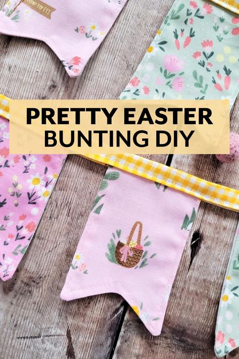 Easter Bunting tutorial from What Saysie Makes Easter Bunting Ideas, Easter Bunting, Bunting Tutorial, Bunting Diy, Easter 2023, Fabric Bunting, Bunting Garland, Sewing Tips, Sewing Tutorials