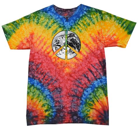 Peace tie dye t-shirt peace earth woodstock tie dye Peace Sign Tie Dye, Peace Sign Symbol, Tie Dye Hippie, Get Funky, Kids Tie Dye, Tie Dye Shirts, Costume Shirts, T Shirt Image, Printed T Shirts