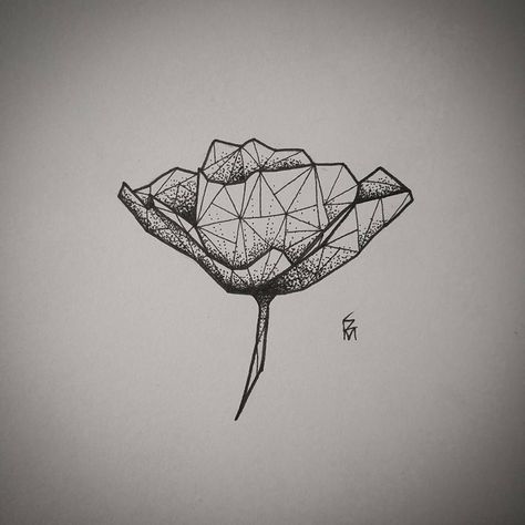 Geometric Poppy Aa Tattoos, Tatoo Inspiration, Dot Tattoos, Poppies Tattoo, Flower Line Drawings, Geometric Tattoos, Tattoo Ideas For Men, Plant Tattoo, Incredible Tattoos