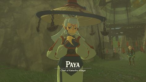 paya, chief of kakariko village Paya Legend Of Zelda, Zelda Paya, Kakariko Village, Breath Of The Wild, Legend Of Zelda, Zelda, Gaming, Quick Saves