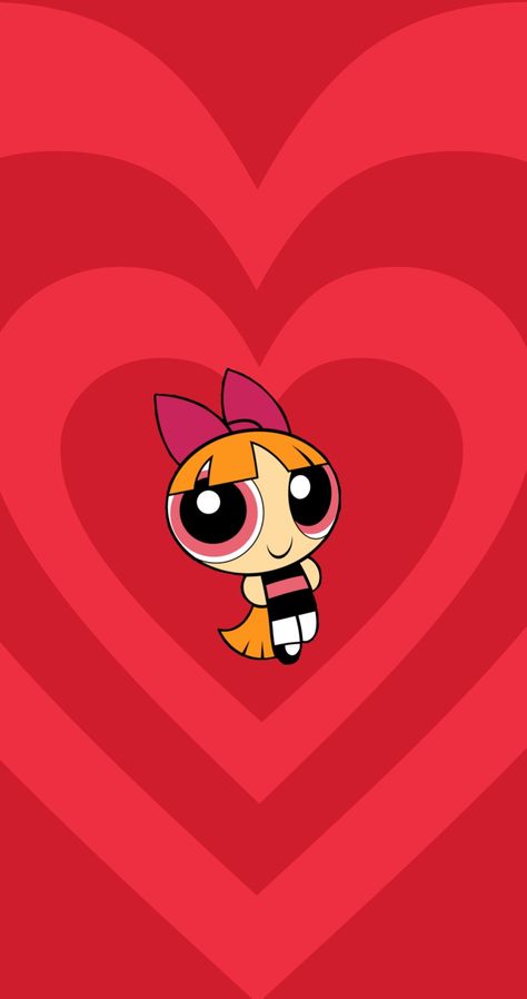 Red Powerpuff Girl, Powerpuff Girls Aesthetic Blossom, Blossom Wallpaper Powerpuff, Red Cartoon Wallpaper, Blossom Powerpuff Girls Aesthetic, Powerpuff Girls Aesthetic Wallpaper, Power Puff Girls Wallpaper, Red And Pink Wallpaper, Red Hearts Wallpaper