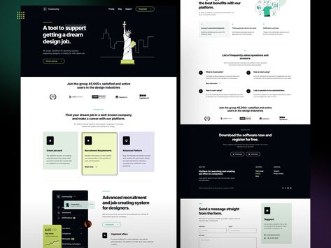 Community - Landing Page / Sass Website by Tomasz Mazurczak for STUDIO on Dribbble Sass Website Design, Web Layout Design, Design Jobs, Web Layout, Dream Design, Web Design Inspiration, Landing Page, Layout Design, Creative Professional