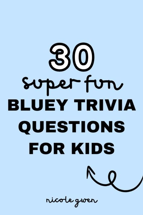 bluey trivia questions for kids Bluey Bingo Game, Trivia Questions For Kids, Questions For Kids, Bluey Bingo, Trivia Questions And Answers, Games For Teens, Couple Games, Trivia Questions, Organization Kids