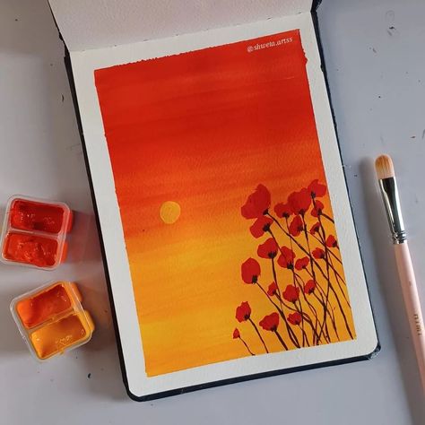 My 30K+ video on youtube! 🥹❤️✨ thankyou for the love 🩷 (link in bio) . . . gouache paints: @miyahimi.in @thoovi.arts sketchbook: @zen_sangam A5 watercolor art journal . . . [gouache painting, artwork, sketchbook painting, sunset painting, gradient gouache painting, blending gouache paints, floral painting] #gouacheart #gouachepainting #sketchbookpainting #sunsetpainting #gradient #blending #floralpainting #easypainting #sunsetpainting #aesthetic #cutepainting #zenartsangam #collabwithzs #s... Painting Blending, Sketchbook Painting, Gouache Paints, Watercolor Art Journal, Painting Sunset, Gouache Art, Cute Paintings, Sunset Painting, Mini Canvas Art