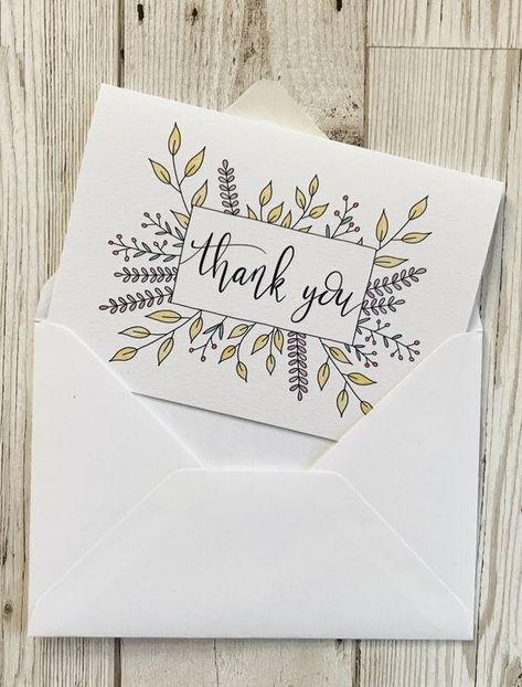 Calligraphy Cards, Hand Lettering Cards, Handmade Thank You Cards, Thank You Card Design, Ge Bort, Envelope Art, Eco Friendly Wedding, Card Drawing, Hand Of Cards