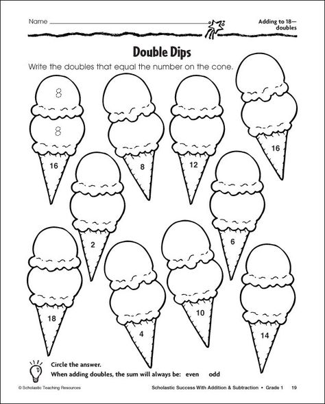 Doubles Worksheet, Addition Worksheets First Grade, Addition Coloring Worksheet, Doubles Addition, Math Doubles, Math Fact Worksheets, Doubles Facts, First Grade Math Worksheets, Coloring Worksheets