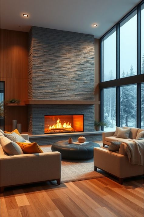 fireplace ideas Cozy Modern Fireplace, Modern Stone Fireplace, Minimalist Fireplace, Clean Living Rooms, Floating Fireplace, Living Room Transformation, Marble Fireplace Surround, Fireplace Designs, Fireplace Tile Surround