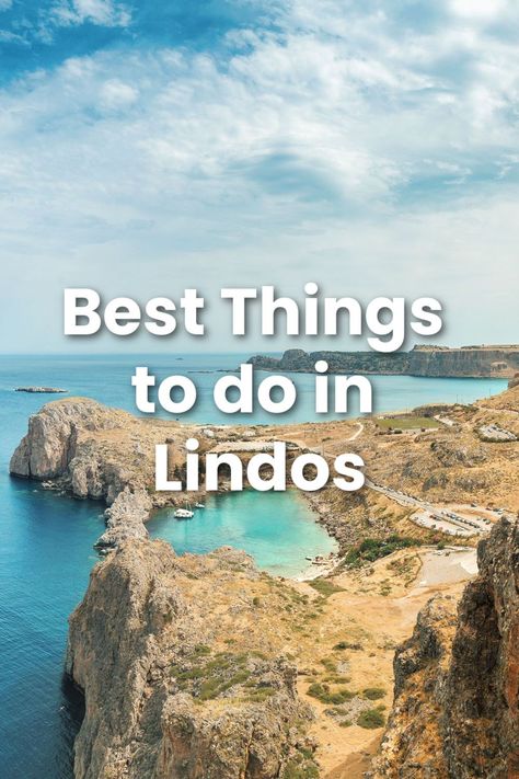 Aerial view of St. Paul's Bay in Lindos on the island of Rhodes. Lindos Rhodes, Beautiful Town, Greek Island, Rhodes, Rhode Island, Greece, Things To Do, Good Things, Travel