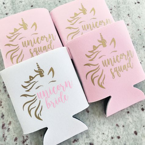 Unicorn Squad - Bachelorette Party Favor - Unicorn Bridal Shower - Unicorn Bride - Can Cooler - Bridal Shower - Bridal Party - Unicorn Gifts by MCDesignsandMore on Etsy Unicorn Bachelorette, Bridal Party Decorations, Country Bridal Shower Decorations, Bridal Shower Centerpieces Diy, Beach Bridal Shower Favors, Unicorn Wedding, Country Bridal Shower, Bridal Shower Decorations Diy, Bachelorette Party Favor