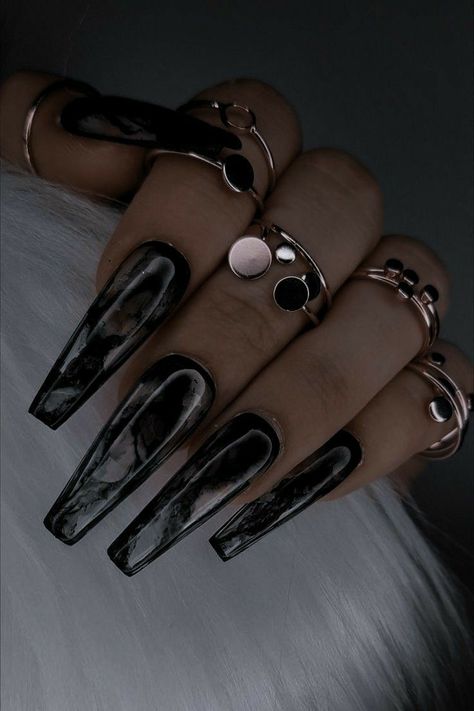 Bold Nails, Black Acrylic Nail Designs, Black Acrylic Nails, Punk Nails, Ombre Acrylic Nails, Classy Acrylic Nails, Long Square Acrylic Nails, Man Hat, Neutral Nails