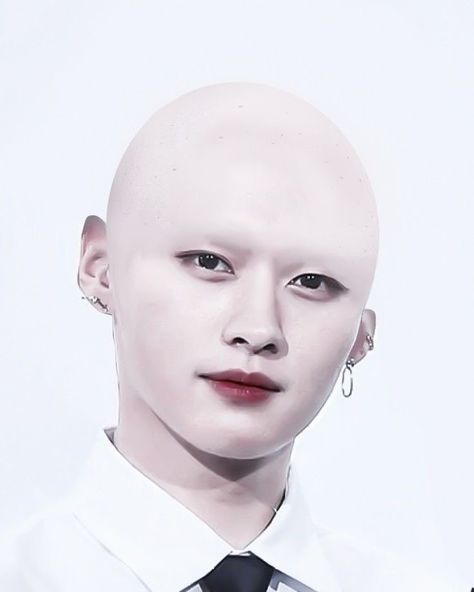 Kpop Idol Funny Photo, Bald Kpop Idols Edit, Bald Lee Know, Bald Kpop Idols, Bald Skz, Bald Idols, Skz Cursed, Straykids Funny, Bald People