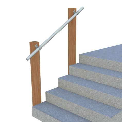 Aluminum Wall Mounted Stair Railing - Wall 70A | Simplified Building Stair Handrail Ideas, Simple Handrail, 2x4 Wall, Handrail Ideas, Basement Stairs Ideas, Stair Railing Kits, Wall Mounted Handrail, Outdoor Handrail, Outdoor Stair Railing