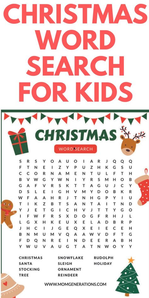 FREE Christmas Word Search for Kids: Looking for a fun holiday printable for kids? Try this word search on your kids. Christmas Word Search For Kids, Free Christmas Word Search, Kindergarten Christmas Party, Christmas Word Search Printable, Christmas Activity For Kids, Holiday Word Search, Easy Word Search, Word Search For Kids, Dramatic Play Themes