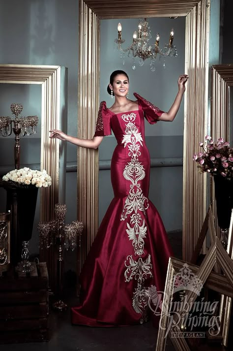 Red Filipiniana Gown, Red Filipiniana, Filipina Gown, Modern Filipiniana Gown, Modern Filipiniana Dress, Women Characters, Filipino Wedding, Modern Filipiniana, Filipino Fashion