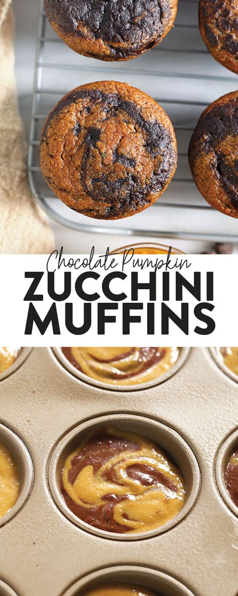 Chocolate Pumpkin Zucchini Muffins - Fit Foodie Finds 2b Recipes, Pumpkin Zucchini Muffins, September Recipes, Freeze Muffins, Fun Pancakes, Pumpkin Zucchini, Chocolate Pumpkin Muffins, Fall Muffins, Chocolate Zucchini Muffins