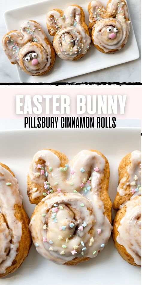 Cinnamon Rolls Easter, Cinnamon Bunny, Grands Cinnamon Rolls, Bunny Cinnamon Rolls, Bunny Rolls, Banana Breakfast Recipes, Easter Sunday Brunch, Easy Easter Recipes, Healthy Cat Food