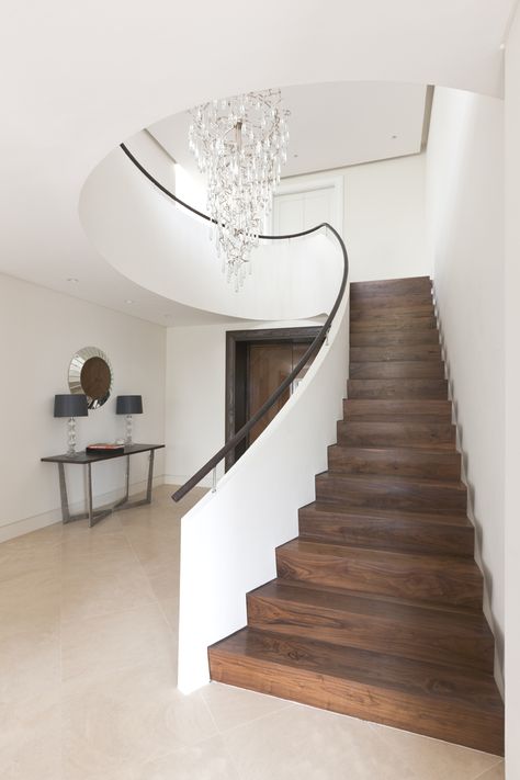 modern glass stainless staircases | 10. Traditional meets contemporary: Cantilevered staircase with Green ... Contemporary Staircase Design, Wooden Staircase Design, Modern Stair Railing, Painted Staircases, Staircase Railing Design, Contemporary Staircase, Escalier Design, Stair Railing Design, Stairs Design Modern