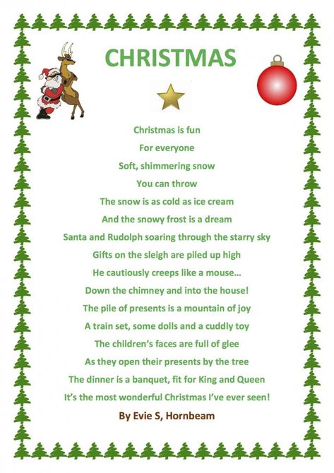 poems of christmas | Evie has used Word to produce a Christmas Poem in Hornbeam whilst ... Poems About Christmas, Christmas Tree Poem, Poems For School, Christmas Readings, Lines On Christmas, Short Christmas Poems, Funny Christmas Poems, Christmas Carols Lyrics, Holiday Poems