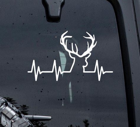 Deer Antlers with Heartbeat Car Decal, Deer Heartbeat Decal, Antlers Decals, Hunting Decal, Hunting Sticker, Hunting Gift Hunting Decal, School Lockers, Trending Items, Hunting Gifts, Deer Antlers, Transfer Tape, Dirt Bikes, Semi Permanent, Extreme Weather