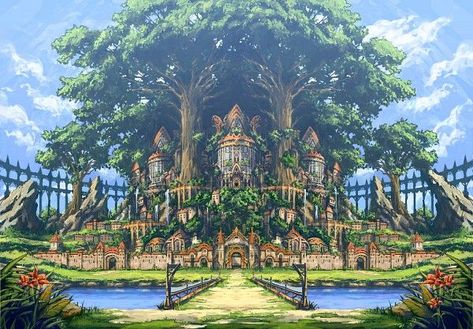 Tags: Anime, City, Bridge, Castle, Lily, Scenery, Treehouse Nitish Kumar, Fantasy Tree, Fantasy Background, Fantasy City, Fantasy Castle, Fantasy Places, Fantasy Setting, Landscape Scenery, Fantasy Art Landscapes