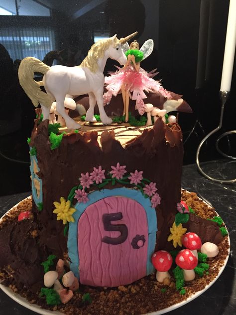 Fairy And Unicorn, Birthday Fairy, Unicorn Theme, Woodland Fairy, Unicorn Cake, Mystical Creatures, 5th Birthday, Cake Desserts, First Birthdays