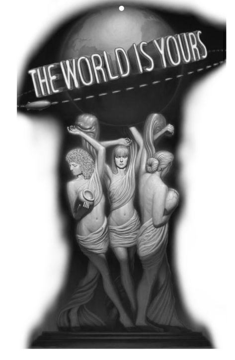 The World Is Yours Tattoo Design Drawing, Pleasure Seeker Tattoo, Lats Tattoo Men, Scarface Statue Tattoo, Ambition Tattoo Men, Scarface Tattoo Stencil, The World Is Yours Tattoo Scarface, The World Is Yours Tattoo Stencil, Destined For Greatness Tattoo