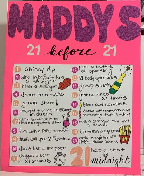 21 Birthday List Things To Do, 21 Before 21 List, 21 Birthday Checklist, Things To Do For 21st Birthday, 21 Things To Do On Your 21st Checklist, 21st Birthday List Of Things To Do, 21 Birthday In Vegas, Things To Do For Your 20th Birthday, 21st Birthday Itinerary