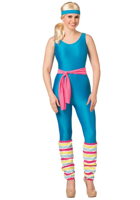 Fitness Barbie, Barbie Bodysuit, Workout Barbie, Barbie Halloween Costume, Barbie 80s, Spandex Bodysuit, Latina Outfit, Barbie Halloween, 80s Costume