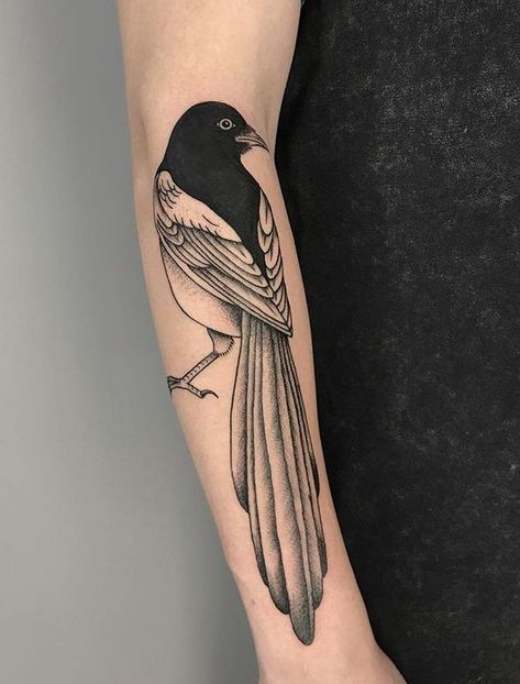 Magpie Tattoo, Spiritual Tattoos, Bird Tattoo, Up Tattoos, Time Tattoos, Spiritual Meaning, Tattoo Placement, Skin Art, Blackwork Tattoo