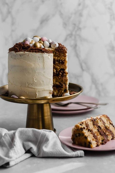 Easter Nest Cake, Nest Cake, Brown Butter Chocolate Chip, Dessert Parfait, Easter Nests, Dessert Recipies, Healthy Cake Recipes, Easter Desserts Recipes, Chocolate Chip Cake