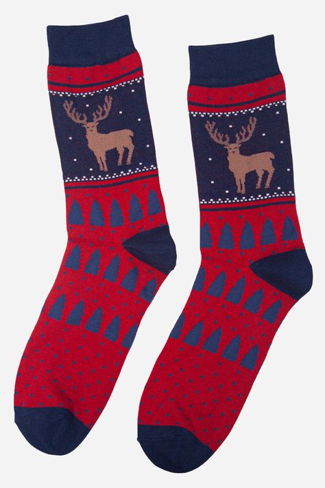 Men's Fair Isle and Stag Print Bamboo Socks. A classic, elegant design featuring a Stag. An ideal Christmas stocking filler gift for someone special. UK Size 7-11. Navy Heels, Iron Machine, Stocking Filler Gifts, Bamboo Socks, Christmas Stocking Fillers, British Outfits, Winter Warmers, Christmas Socks, Sock Shop