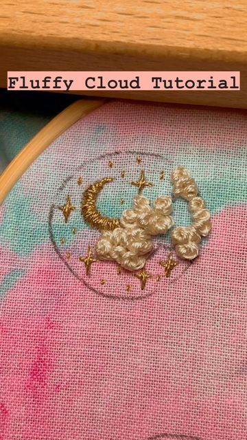 Erin Essiambre • Embroidery Artist + Author on Instagram: "Fluffy Cloud Tutorial☁️✨ I use a needle from the DMC Darner needle pack, size 1-5! This has been one of the top asked questions in my DM’s since I started creating these designs! Please leave any questions in the comments, and share this reel if you found it helpful! ☁️☁️☁️ #embroidery #embroiderytutorial #embroidered" Cloud Embroidery Tutorial, Embroidery Clouds Tutorial, How To Embroider Clouds, Embroidery Clouds, Embroidered Clouds, Clouds Embroidery, Cloud Embroidery, Cloud Tutorial, How To Make Clouds