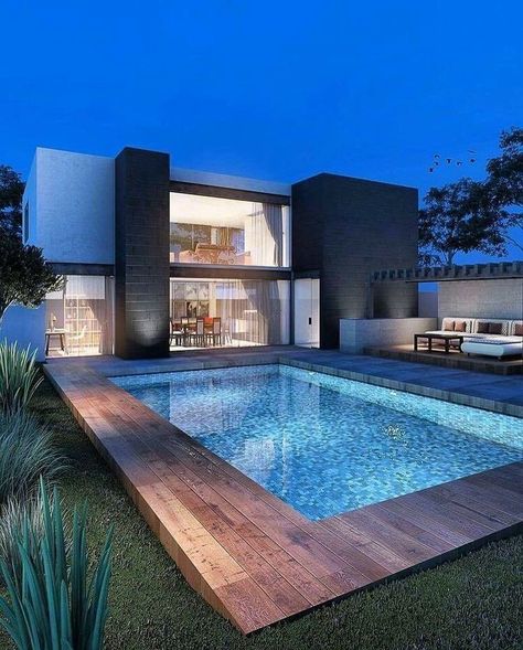 Backyard Swimming Pool, Modern Pools, Swimming Pools Backyard, Swimming Pool Designs, Backyard Pool Designs, House Goals, Pool Houses, Pool Designs, Backyard Pool