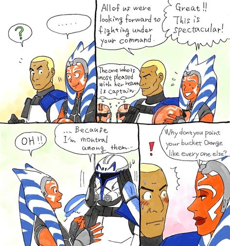 I love this comic Rex And Ahsoka Ships, Rex X Ahsoka, Rexsoka Fanart, Rex And Ahsoka, Clone Wars Art, Captain Rex, Star Wars Trooper, Star Wars Ahsoka, Star Wars Jokes