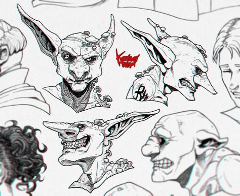 How To Draw A Goblin, Goblin Skeleton, Orcs Warhammer, Goblin Reference, Troll Drawing, Goblin Sketch, Goblin Drawing, Creepy Sketches, Goblin Art