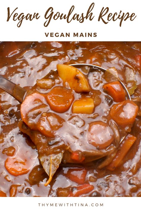 Vegan Goulash Recipe Vegetarian Hungarian Goulash, Vegan Hungarian Goulash, Vegetable Goulash Recipes, Vegan Goulash Recipes, Yule Recipes Dinners, Goulash Vegetarian, Vegan German Recipes, Yule Diy, Vegan Hungarian