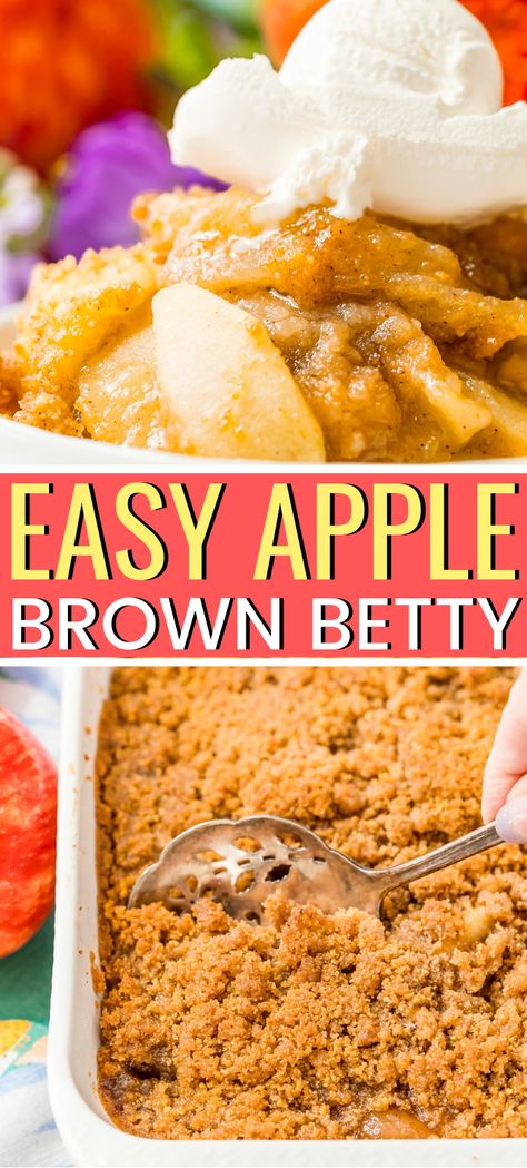 Apple Brown Betty is a classic baked apple recipe that’s super easy to make. It’s loaded with spices and topped with a sugary crust people can’t get enough of!  This Apple Brown Betty recipe is one of my favorite apple desserts and is similar to Apple Crisp but made with graham cracker crumbs instead of oatmeal.  #applebrownbetty #applerecipe #falldessert Easy Apple Betty Recipe, Apple Crisp Graham Cracker, Brown Betty Apple Pie, Graham Cracker Apple Crisp, Apple Crisp Graham Cracker Crust, Easy Apple Pie Graham Cracker Crust, Apples And Graham Crackers, Graham Cracker Crust Apple Dessert, Apple Crisp With Graham Crackers